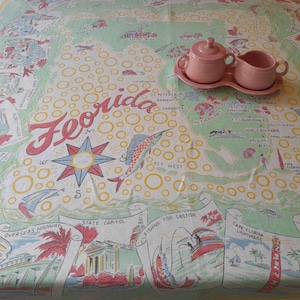 Nappe vintage souvenir de l'État de Floride, milieu du siècle