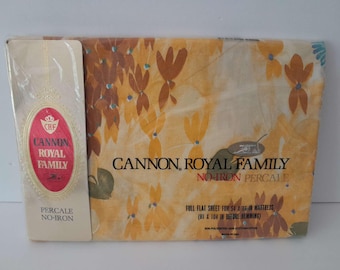 Vintage Old Stock Cannon Royal Family Full Flat  Sheet No-Iron Percale