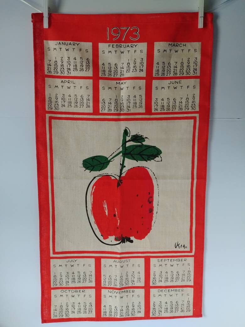 Vintage 1973 Vera Calendar Tea Towel Wall Hanging Old Stock - Etsy