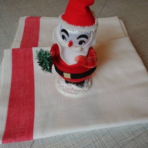 Vintage Martex Kitchen Utility Dish Towel White Red Stripe #1