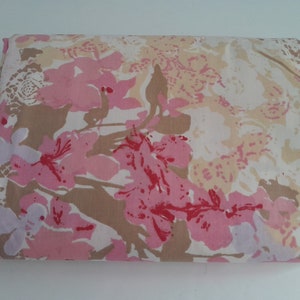 Vintage Mid Century Lady Pepperell Full Flat Sheet Pink Floral Mod