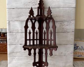 Antique Wooden Corner Wall Shelf