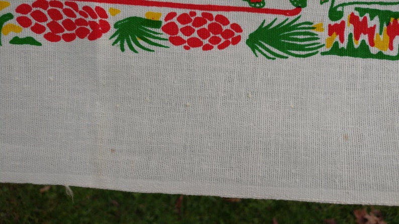 Vintage 1940/'s Old Stock Cactus Cloth New Hampshire State Souvenir Tablecloth