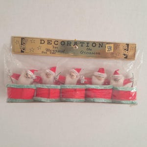 Vintage Japan Santa Claus Spun Cotton Figures Nut Cups Party Favors or Napkin Rings Christmas Kitsch Bea West #2