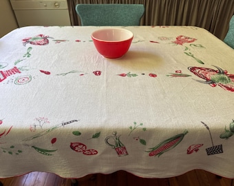 Vintage Bucilla Barbecue Novelty Tablecloth