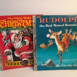 Vintage 1979 1980 Christmas Golden Books Night Before Christmas Rudolph the Red Nosed Reindeer