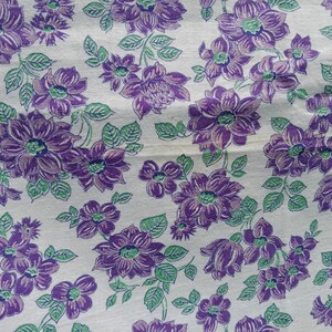 Vintage Feed Flour Sack Fabric Purple Floral Flowers 36 x 45 Open image 6