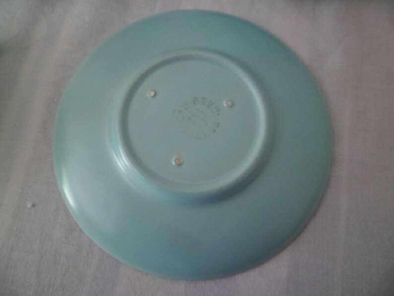 Vintage Franciscan Coronado Aqua Matte 2 18 Flat Cup and Saucer Set Swirled Edge