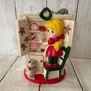 Vintage Christmas Ceramic Bank Girl Kitchen Cupboard RB Japan