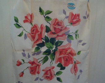 Vintage Old Stock Wilendure Tea Towel Table Runner "Royal Rose" Pink Paper Label