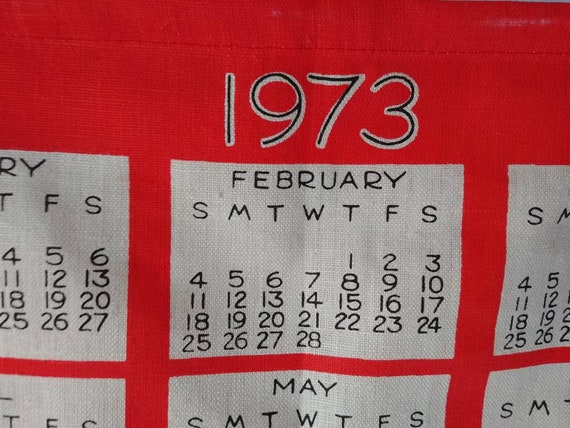 Vintage 1973 Vera Calendar Tea Towel Wall Hanging Old Stock - Etsy