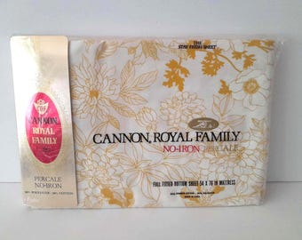 Vintage Old Stock Cannon Royal Family Full Fitted Bottom Sheet No-Iron Percale