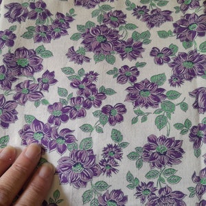 Vintage Feed Flour Sack Fabric Purple Floral Flowers 36 x 45 Open image 2