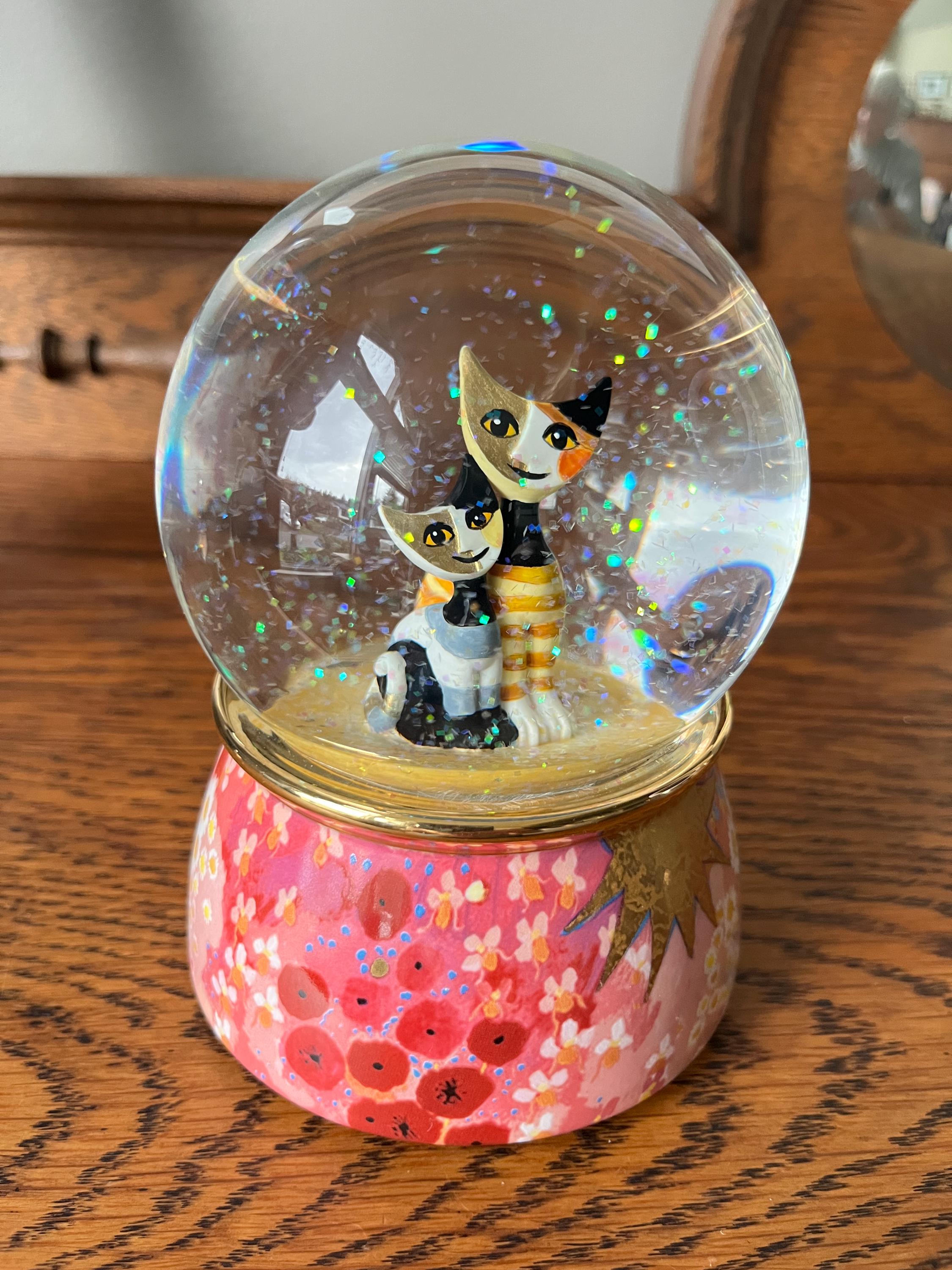 Goebel社/ミュージカルキャットスノードーム/<No.2264> Goebel Rosina Wachtmeister Musical Snow Globe, Signed, Ceramic