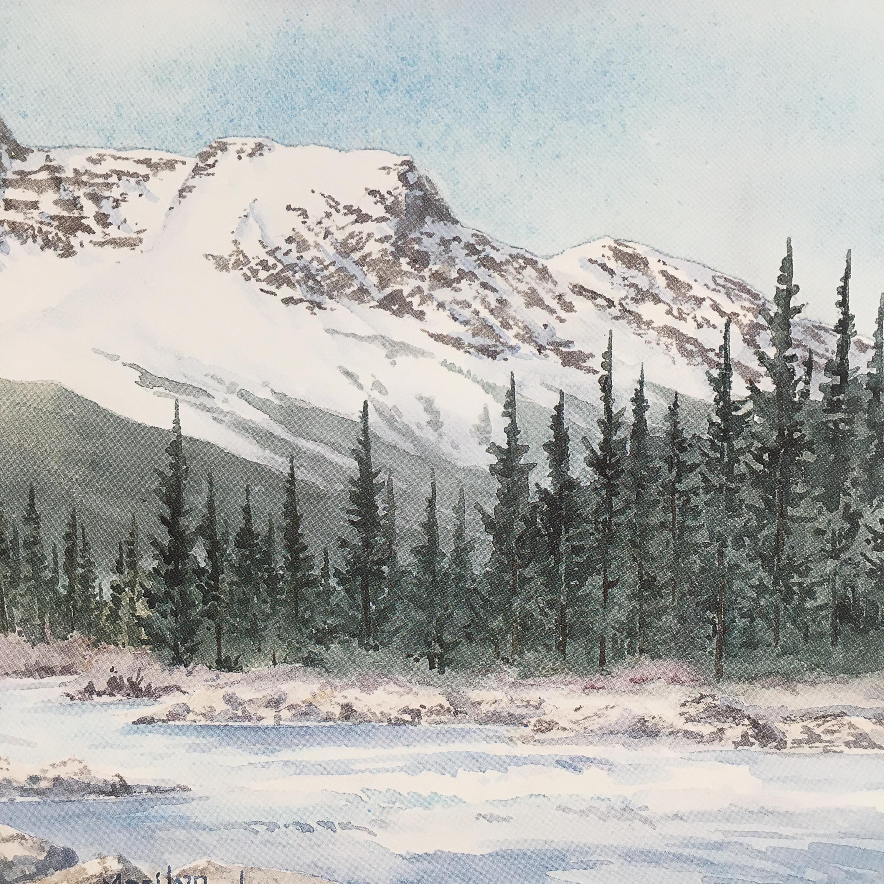 絵画 Winter Mountains alexgreenart-watercolor-