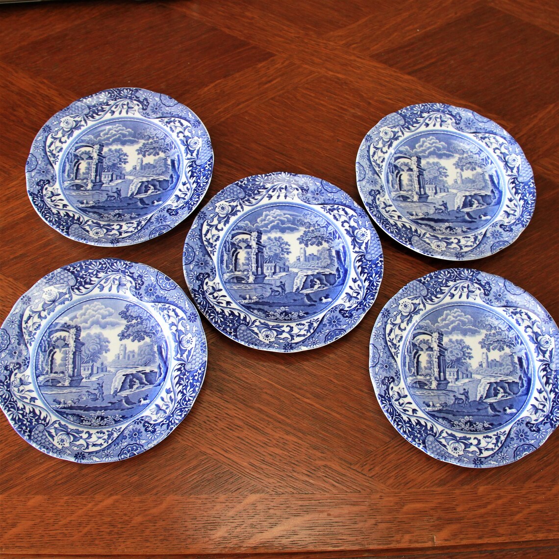 Spode Blue Italian C. 1816 Set of 5 Side Plates Spode England Etsy