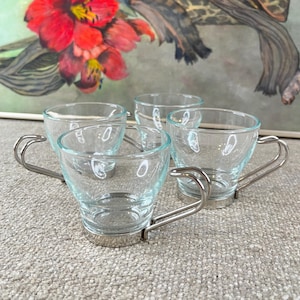 Juego de 4 tazas de vidrio BORMIOLI ROCCO, vintage, década de 1970, para capuchino, espresso y demitasse, fabricado en Italia, 4 onzas