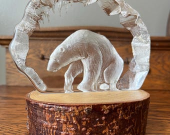 Mats Jonasson Royal Krona Crystal Polar Bear Sculpture - Etsy