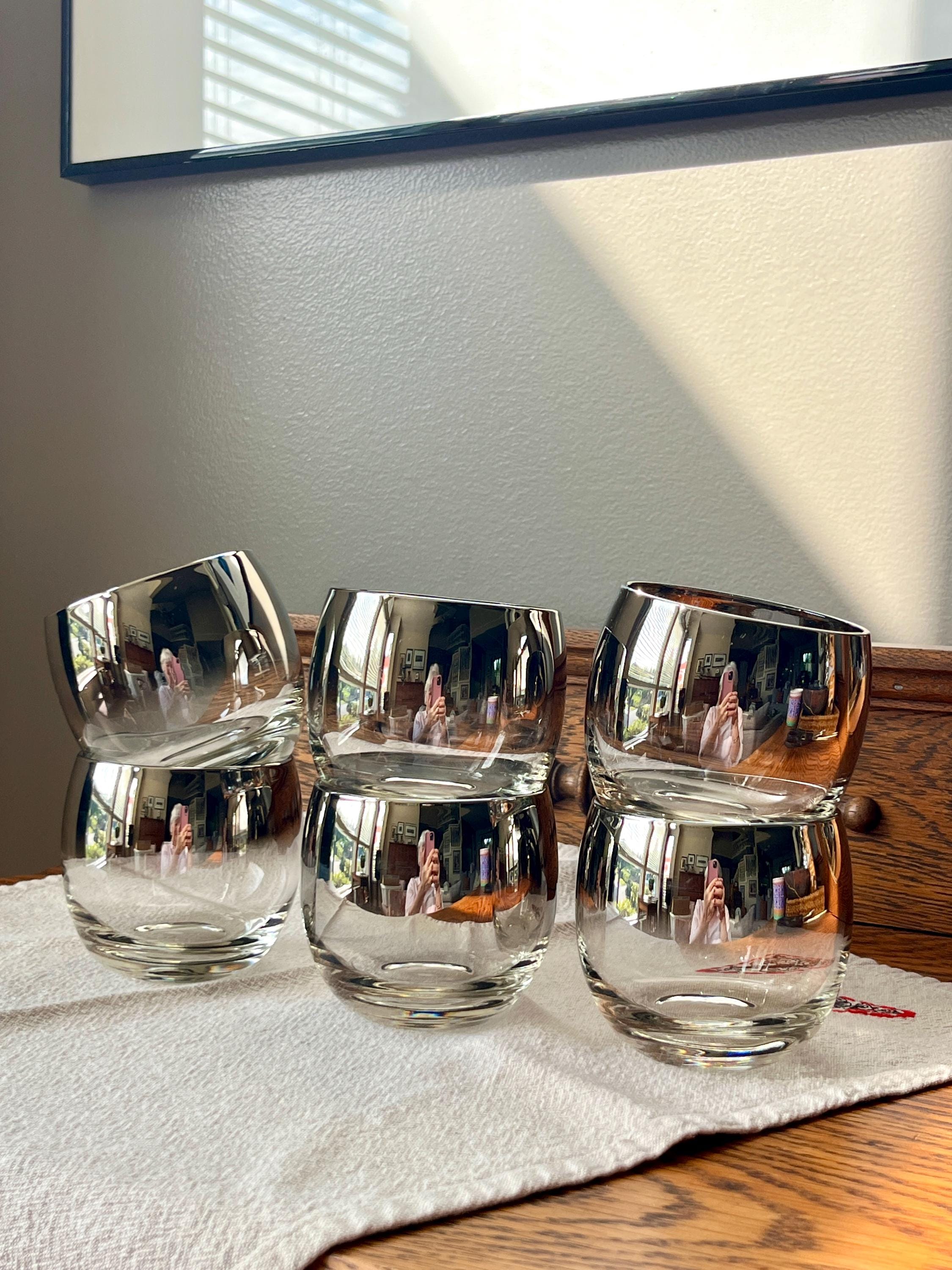Set of 6 Vintage 1960s Glasses, Roly Poly, Silver Fade, Dorothy