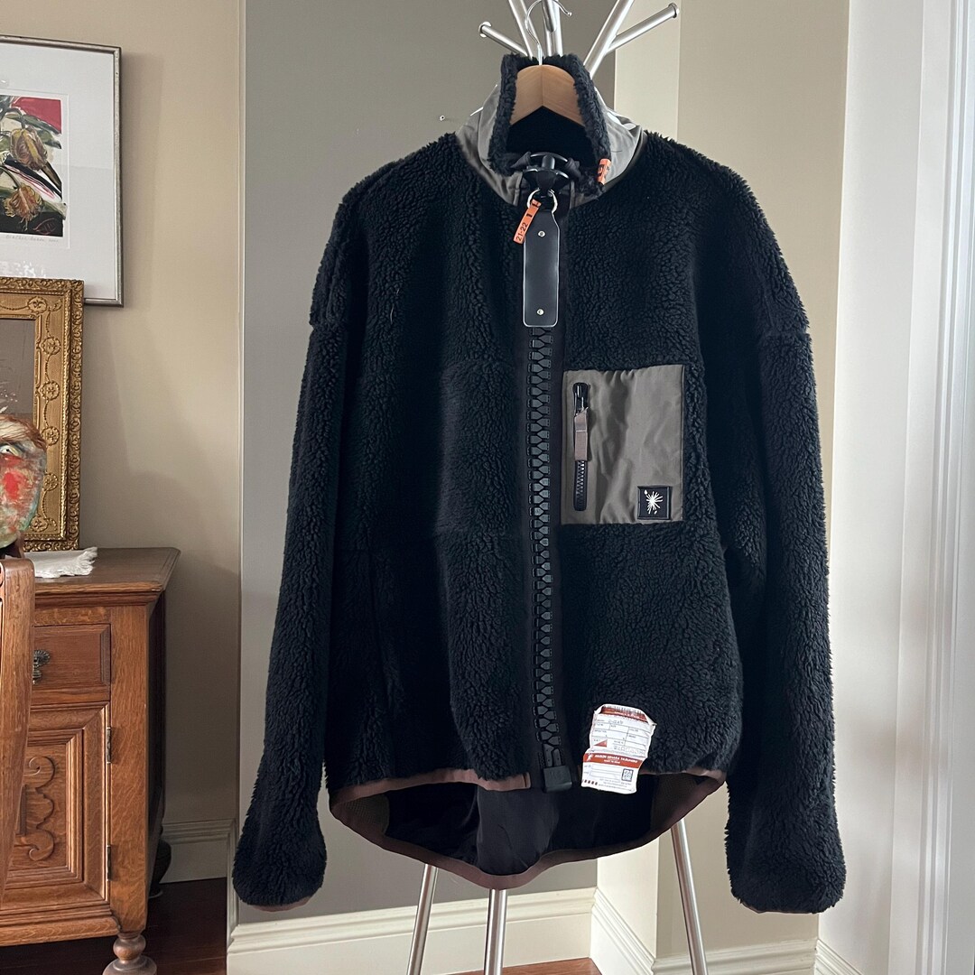 Maison MIHARA YASUHIRO Designer Jacket, Size L, Black Boa Fleece