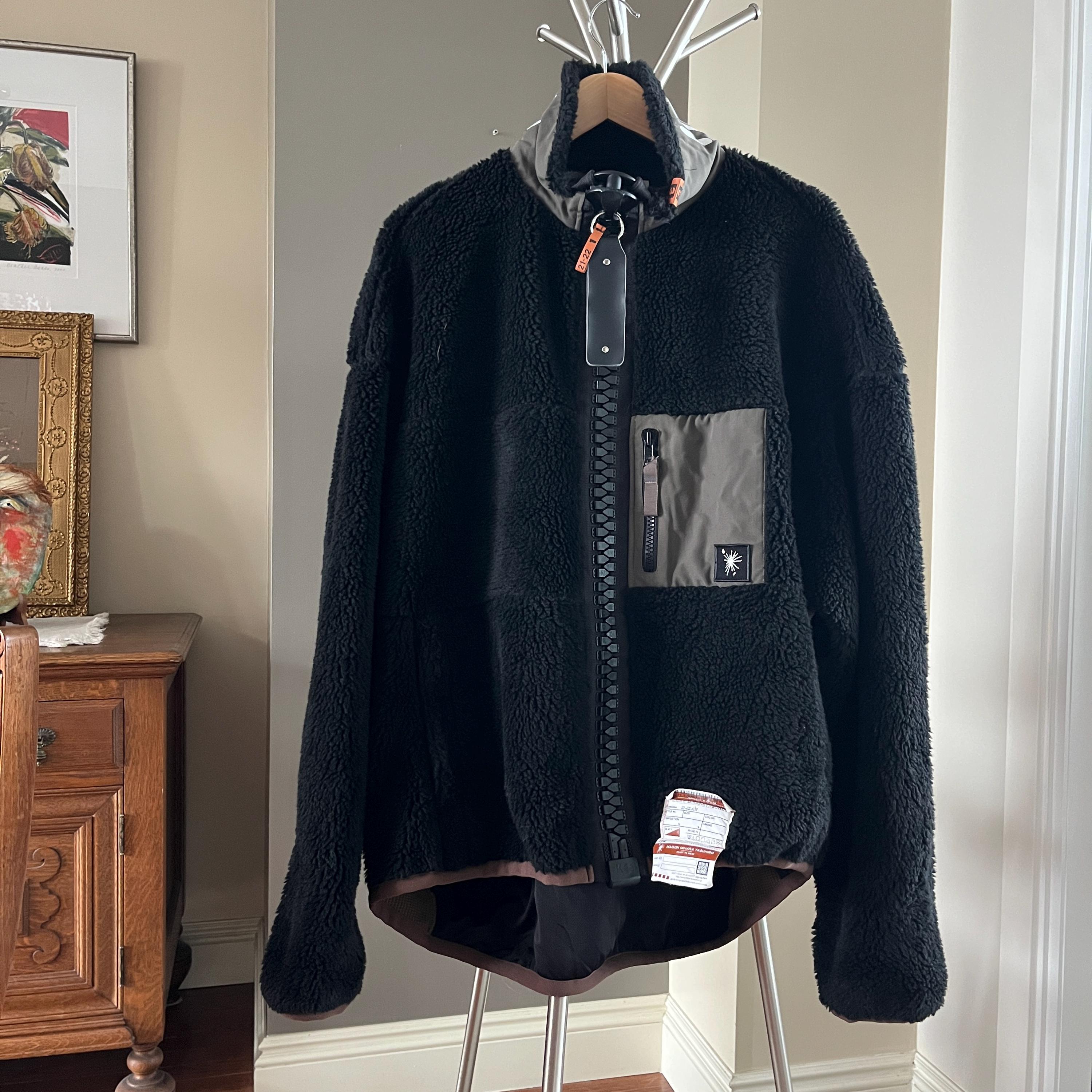 Maison MIHARA YASUHIRO Designer Jacket, Size L, Black Boa Fleece