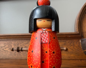 重厚感 美 宮島 無筆 Muhitsu こけし 創作 kokeshi doll Miyajima Muhitsu Vintage Kokeshi Doll - Sui - Kokeshi Japan