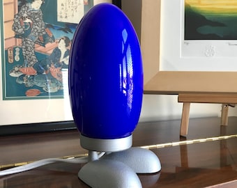 Blue IKEA FJORTON Lamp, Designer Tatsuo Konno, 1990s, Model B9806, Night Light, Egg Lamp, Dinosaur Egg Lamp, IKEA Desk Lamp, Made in Sweden