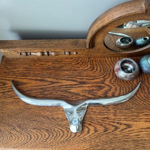 Texas Longhorn Cow Metal Wall Art, Rare, Large, Cast Aluminum, Steer Horns, Bull Horns, 23" Wide
