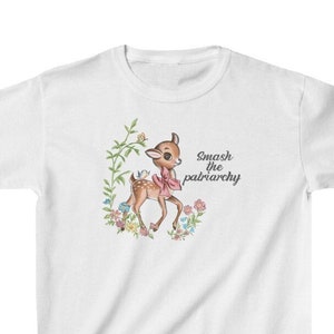 Kids Smash The Patriarchy Feminist Shirt Retro Cute Youth Heavy Cotton Kids T-Shirt - Socialist - Kids Gift - RBG
