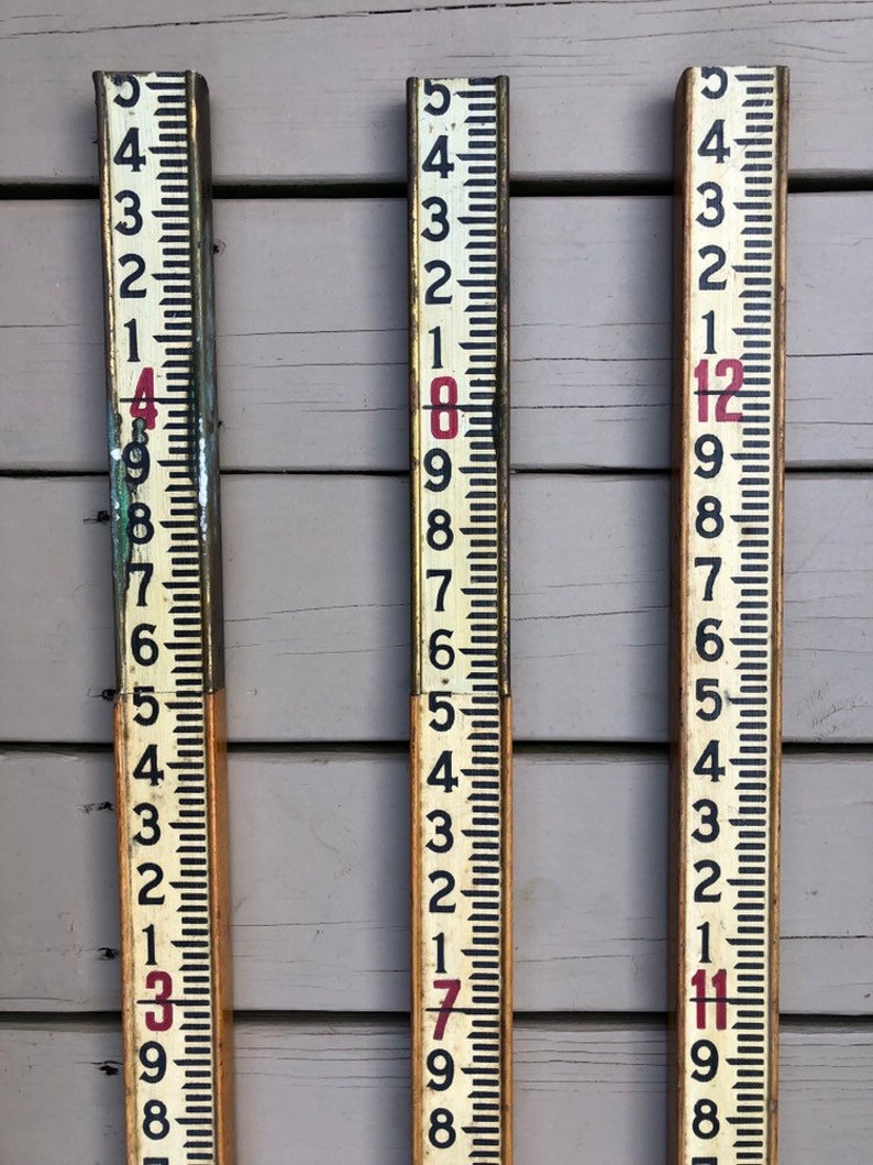 SURVEYORS STAFF ROD Vintage Wood and Brass Surveying Stick Etsy