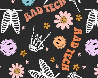 MED46 - Retro RAD Tech Fabric, BOHO Medical Fabric, Nurse Fabric, Health Care Fabric, Medical Fabric, Custom Printed Fabric By The Yard