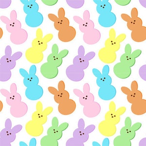 ET44 - Easter Peeps Bunny Marshmallows Fabric, Easter Bunnies Fabric, Custom Printed Fabric By The Yard