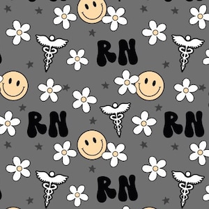 MED45 - RN, Register Nurse Fabric, Health Care Fabric, Health Fabric, Medical Theme Fabric, Custom Printed Fabric By The Yard