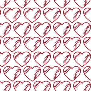 Baseball Heart Fabric, Sport Fabric, Baseball Fabric, Custom Printed Fabric By the Yard (BSB13)