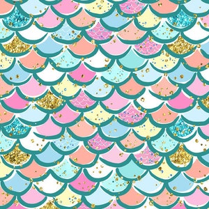 Mermaid Scales Fabric, Mermaid Fabric, Custom Print Fabric By The Yard (MER3)