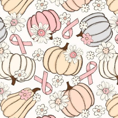 Breast Cancer Awareness Fabric Breast Cancer Fall Pumpkin - Etsy