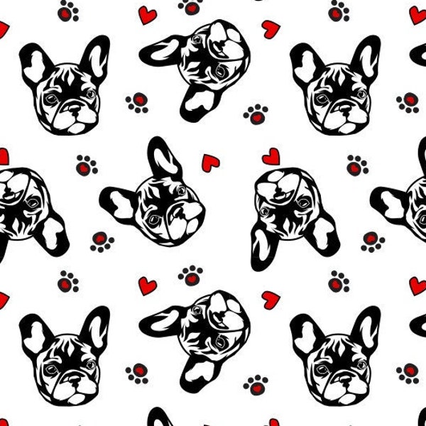 Adorable French Bulldog Fabric by the Yard, French Bulldog Puppies, Pet Fabric, Fabric By the yard (DG25)