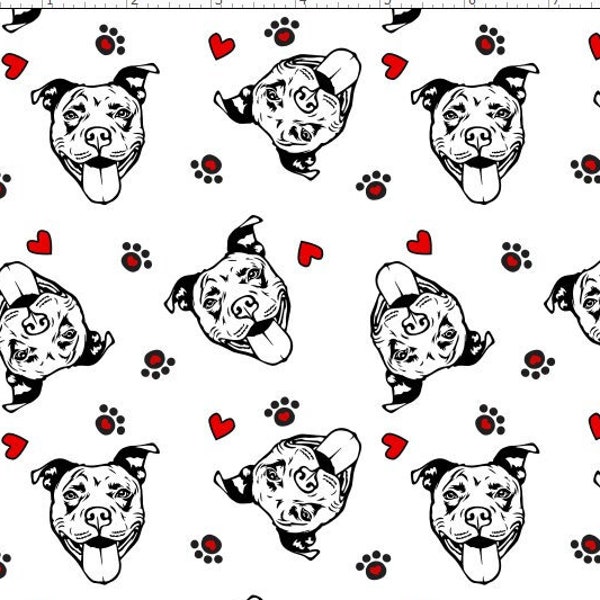 Adorable Pitbull Fabric by the Yard, Pitbull Puppies, Pet Fabric, Fabric By the yard (DG26)