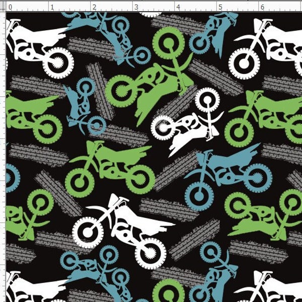 Dirt Bike Fabric, Motorcycle Fabric, Bike Fabric, Custom Printed Fabric By The Yard (BIKE2)