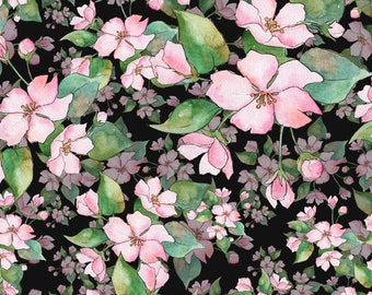 Cherry Blossom Pattern Fabric,  Sakura Pattern Fabric, Pink Flower Fabric, Custom Printed Fabric by The Yard (FLW67)