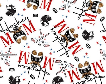 Hockey Mom Fabric, Soccer Mom, Sport Fabric, Hockey Fabric, Custom Printed Fabric By the Yard (HOCK1)