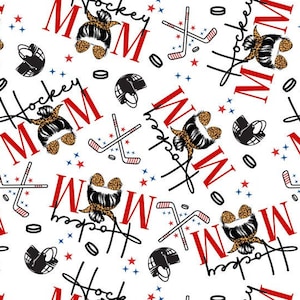 Hockey Mom Fabric, Soccer Mom, Sport Fabric, Hockey Fabric, Custom Printed Fabric By the Yard (HOCK1)