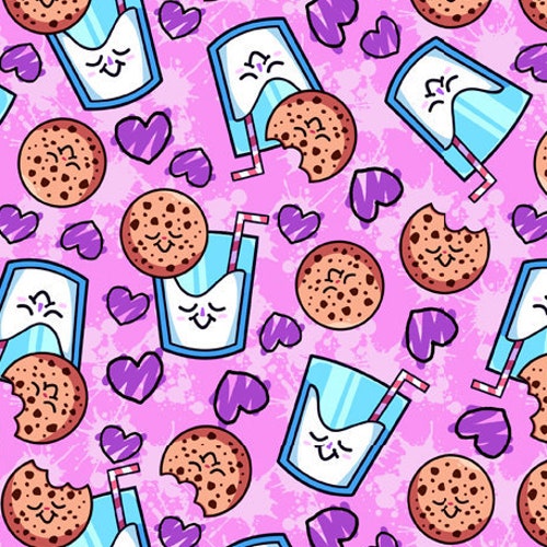 Cookies and Milk Fabric Milk and Cookies Fabric Chocolate Etsy