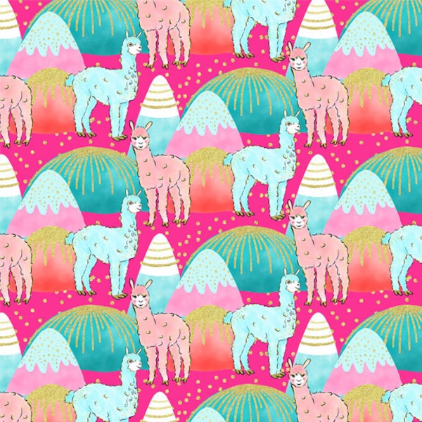 Pink Llama Fabric by the Yard. Alpaca Southwest Fabric, Custom Print Fabric (LLM29)
