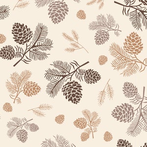Pinecones Fabric, Fall Fabric, Evergreen Fabric, Fall Season, Custom Printed Fabric (PCON3)