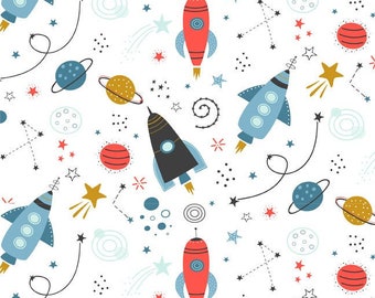 Planets, Outer Space, Solar System, Galaxy Fabric, Custom Printed Fabric By the yard (GLX3)