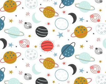 Planets, Outer Space, Solar System, Galaxy Fabric, Custom Printed Fabric By the yard (GLX2)