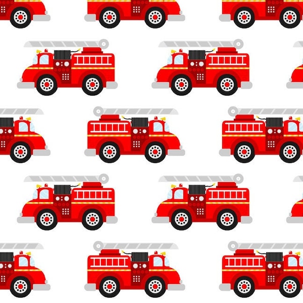 Fire Truck Fabric by the Yard, Fire Fighter Fabric, Fabric By the yard, Cotton Fabrics, Bullet Liverpool, Kona Fabric (FTRK1)