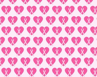 Breast Cancer Awareness Fabric, Breast Cancer Fabric By the yard, Custom Print Fabric (BCA7)