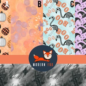 Fall Pumpkin Fabric,  Fall Flower Fabric, Autumn Fabric, Halloween Fabric, Witch Fabric, Custom Printed Fabric by The Yard (HAL173)